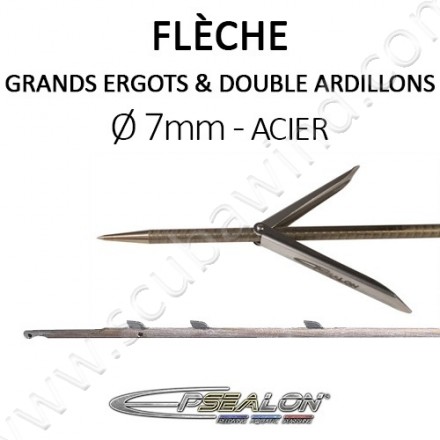 Flèche SANDVIK Ø7mm avec double ardillons - ergot goupille haute