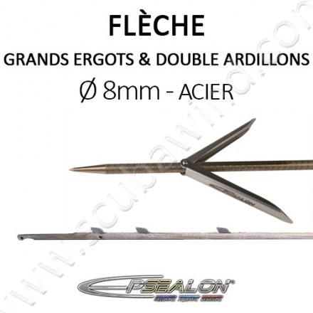 Flèche SANDVIK Ø8mm avec double ardillons - ergot goupille haute