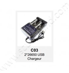 Chargeur USB pour 2 batteries 26650