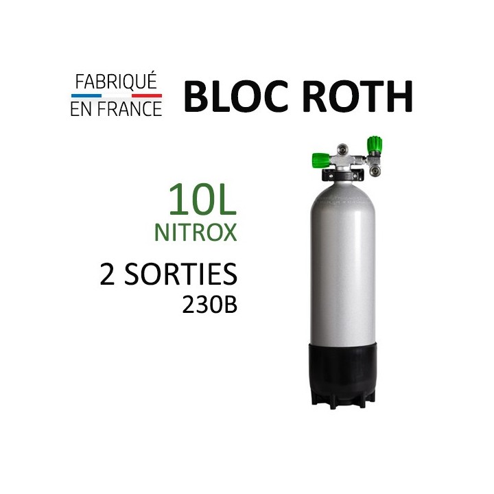 Bloc de 10L Nitrox - 230B - 2 sorties Bloc de 10L Nitrox - 230B - 2 sorties