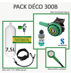 Pack Déco 300B : Bloc 7,5L équipé + MK2 EVO/R195 Nitrox + Manomètre