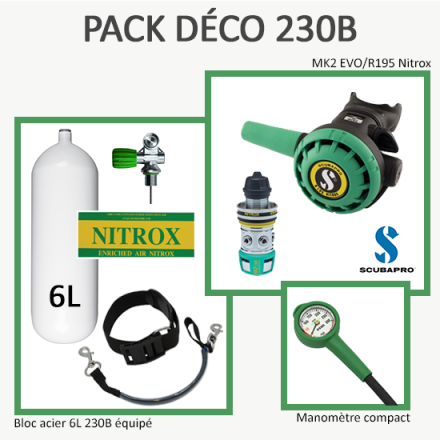 Pack Déco 230B  : Bloc 6L équipé + MK2 EVO/R195 Nitrox + Manomètre