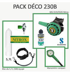 Pack Déco 230B : Bloc Alu 5,7L équipé + MK2 EVO / R195 Nitrox + Manomètre