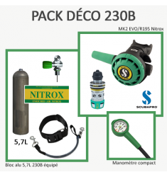 Pack Déco 230B : Bloc Alu 5,7L équipé + MK2 EVO / R195 Nitrox + Manomètre