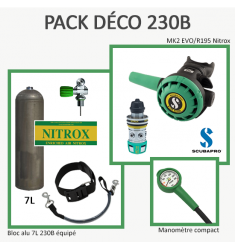 Pack Déco 230B : Bloc Alu 7L équipé + MK2 EVO / R195 Nitrox + Manomètre
