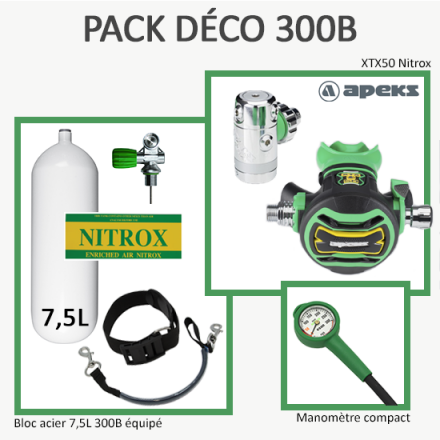 Pack Déco 300B : Bloc 7,5L équipé + XTX50 Nitrox + Manomètre