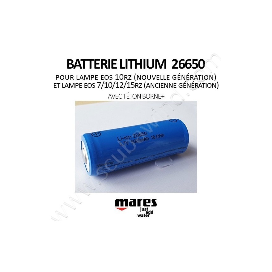 Batterie Lithium 26650 (avec téton borne+)