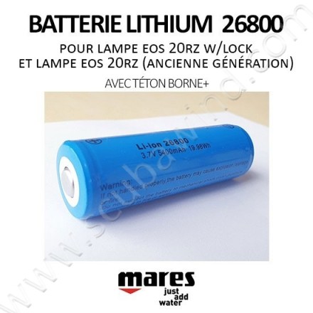 Batterie Lithium 26800 (avec téton borne+)