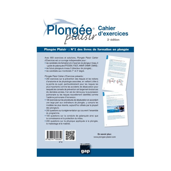 Plongée Plaisir Cahier d'exercices Editions Gap - Technique et formation - Scubawind
